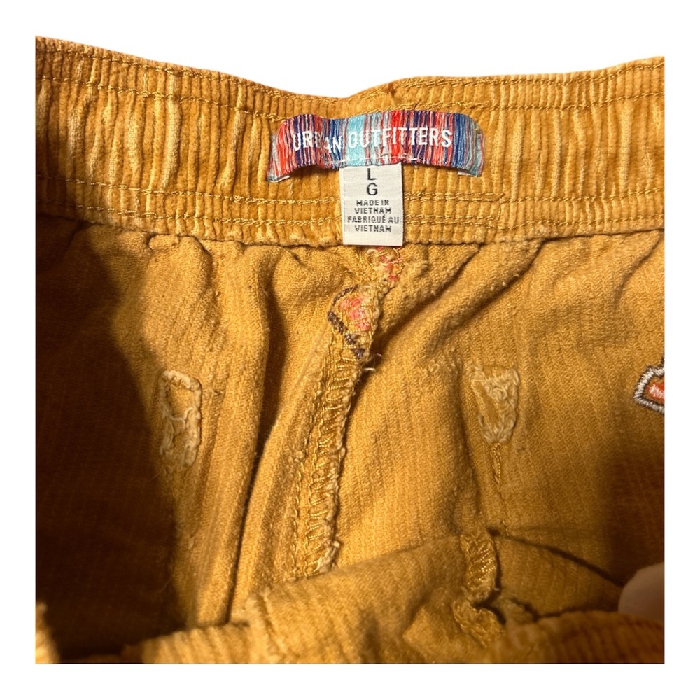 Urban Outfitters Mustard Corduroy Mens Pants with Embroidered Letters Size L - Picture 3 of 6